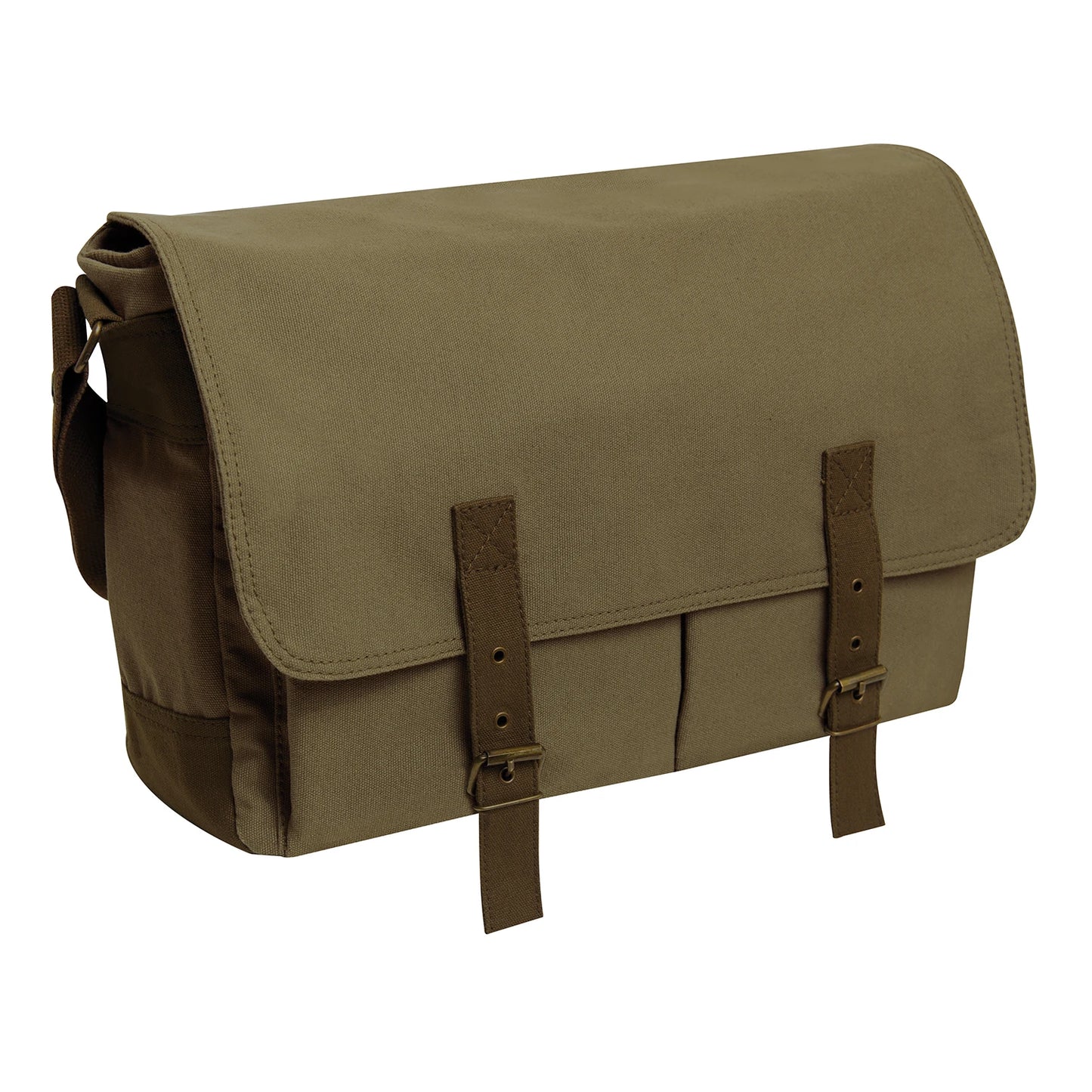 Deluxe Vintage Canvas Messenger Bag - Olive Drab