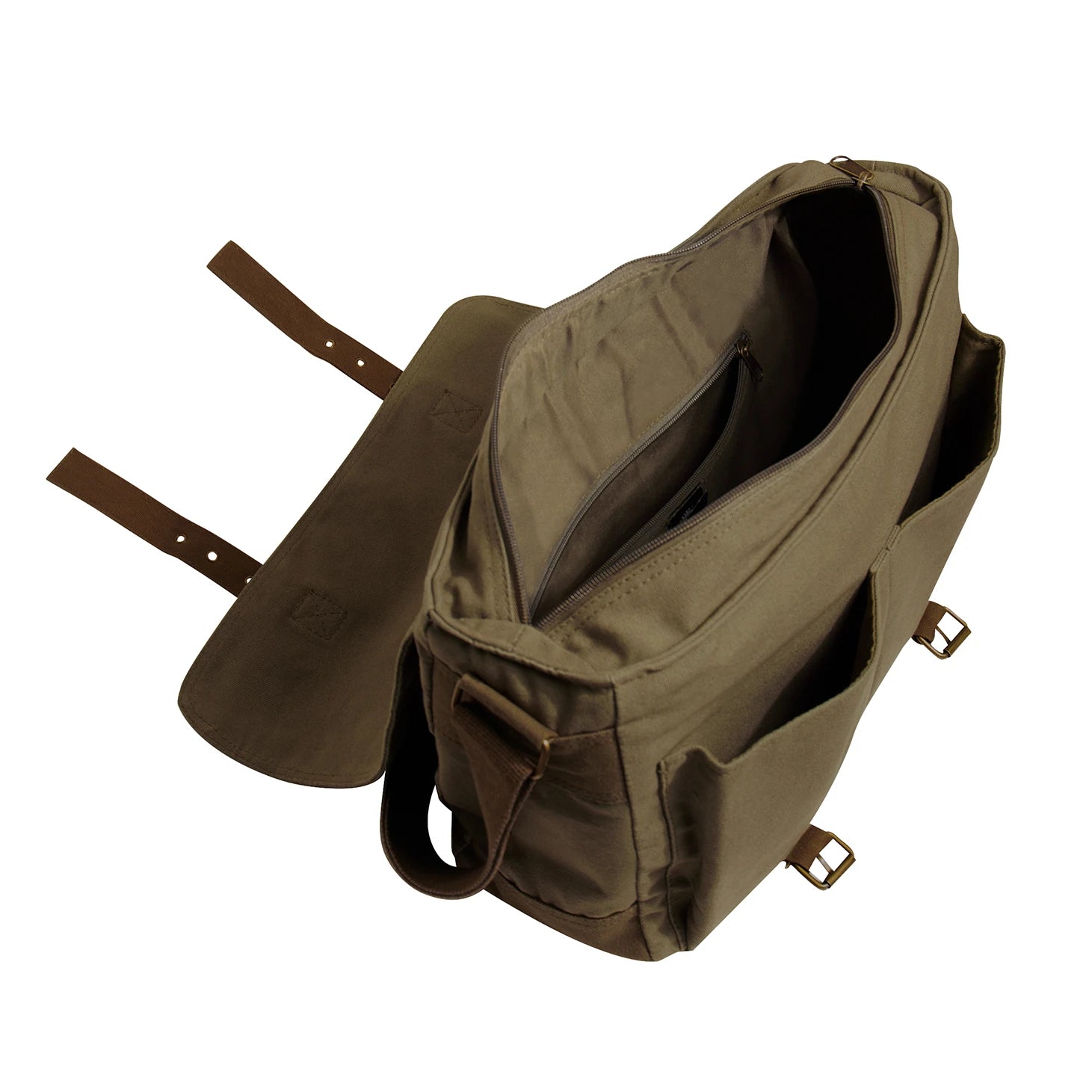 Deluxe Vintage Canvas Messenger Bag - Olive Drab