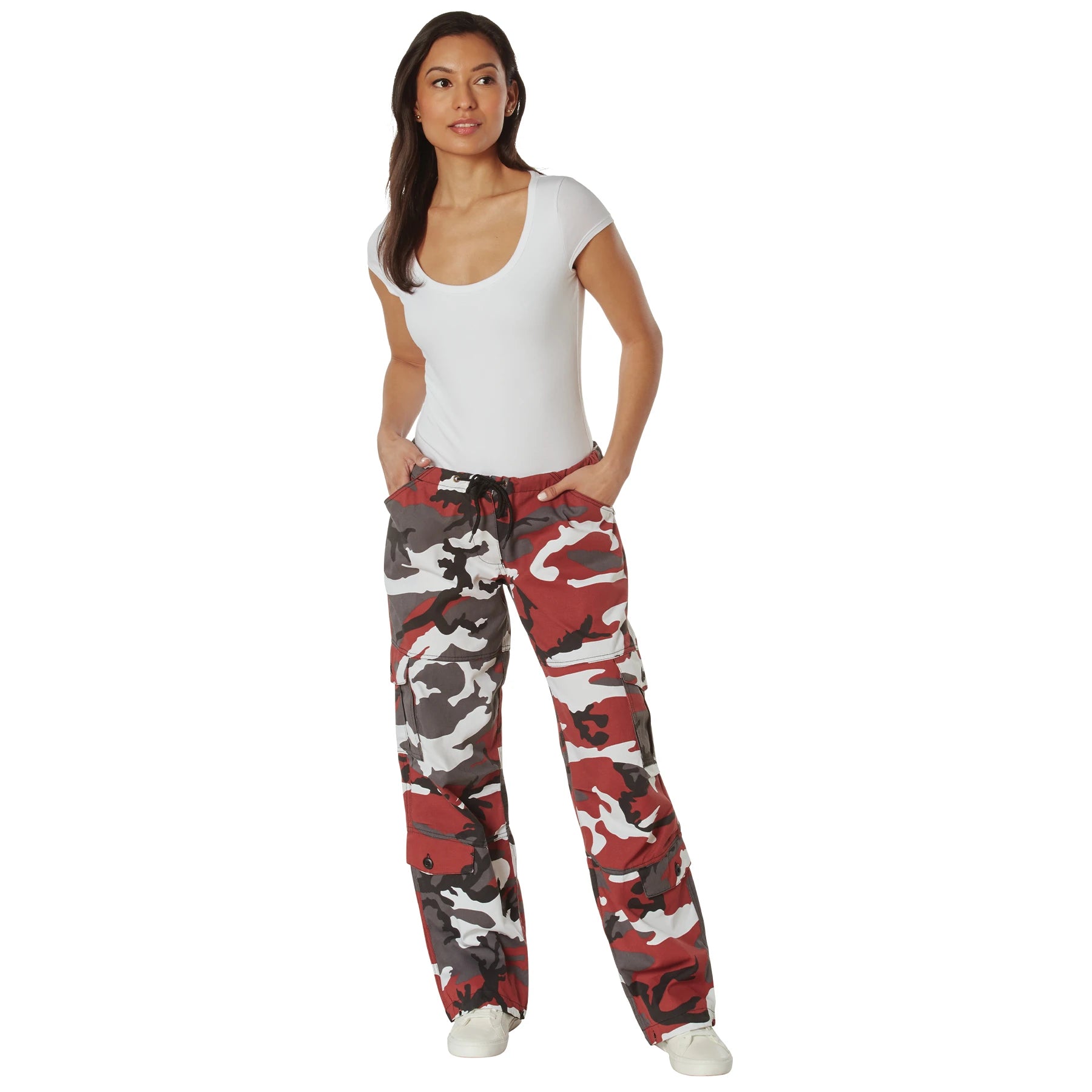 Red Camo Leggings with Side Pockets