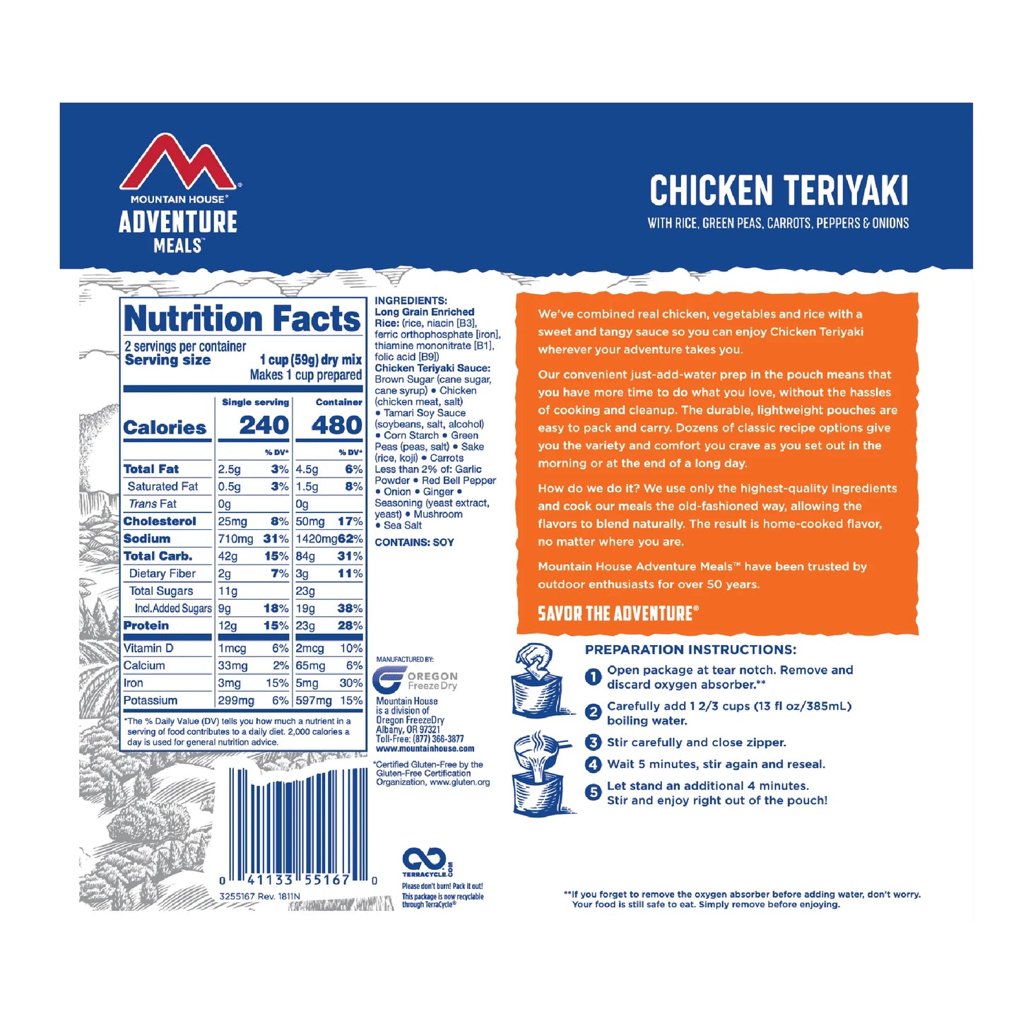 Chicken Teriyaki with Rice MRE Pouch | Mountain House