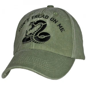 Don't Tread On Me - Black Embroidered on Olive Drab Cap