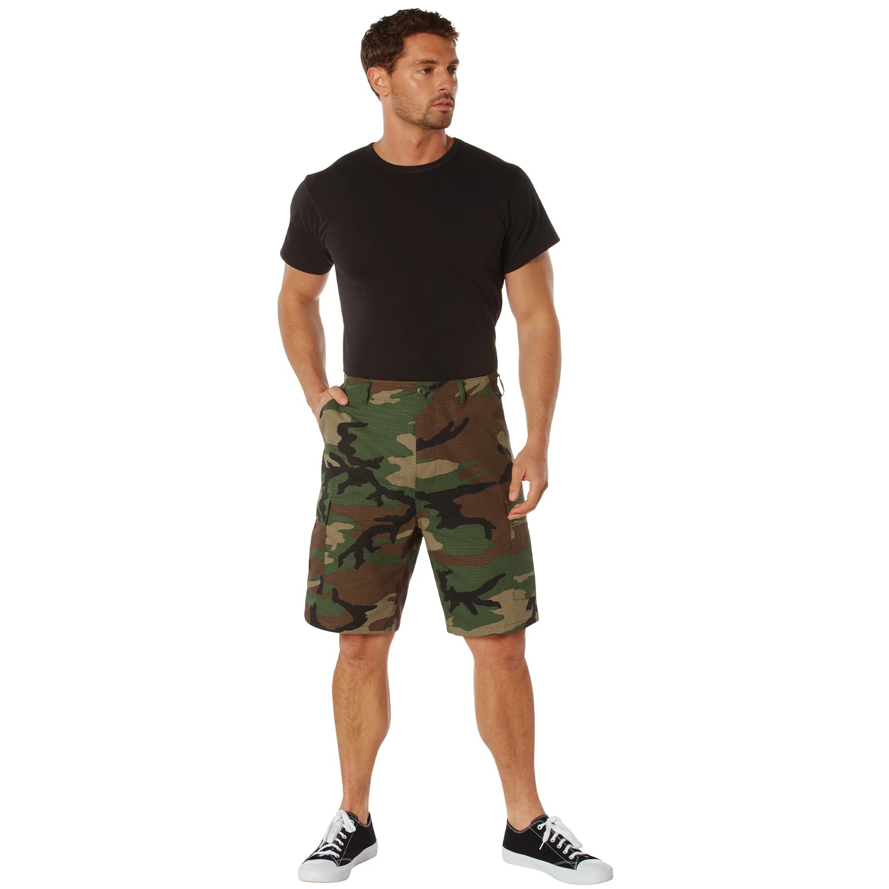 BDU Shorts - Woodland Camo - 100% Cotton Ripstop