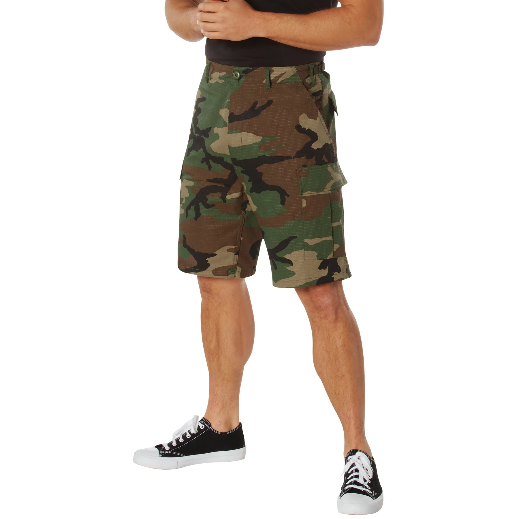 BDU Shorts - Woodland Camo - 100% Cotton Ripstop