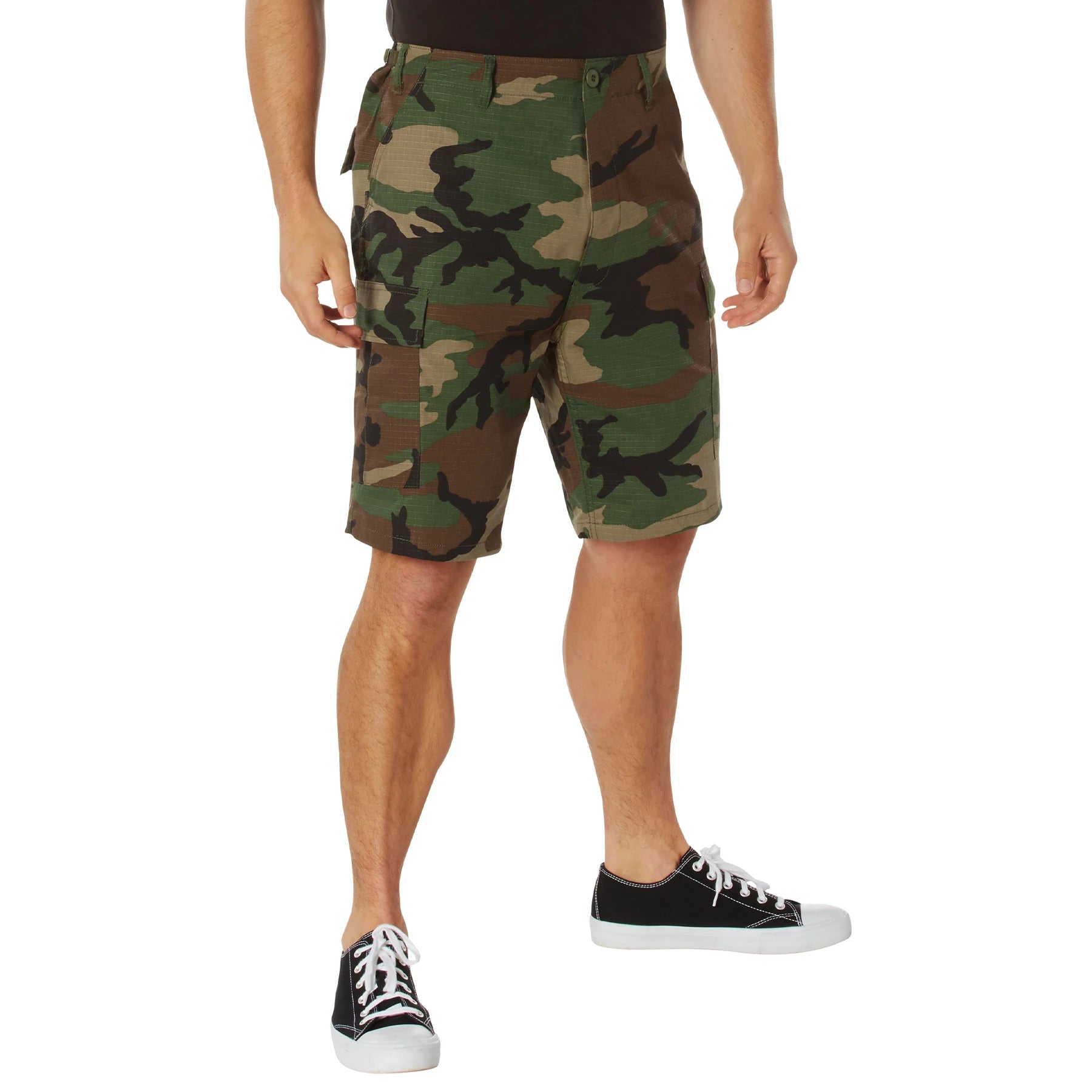 BDU Shorts - Woodland Camo - 100% Cotton Ripstop