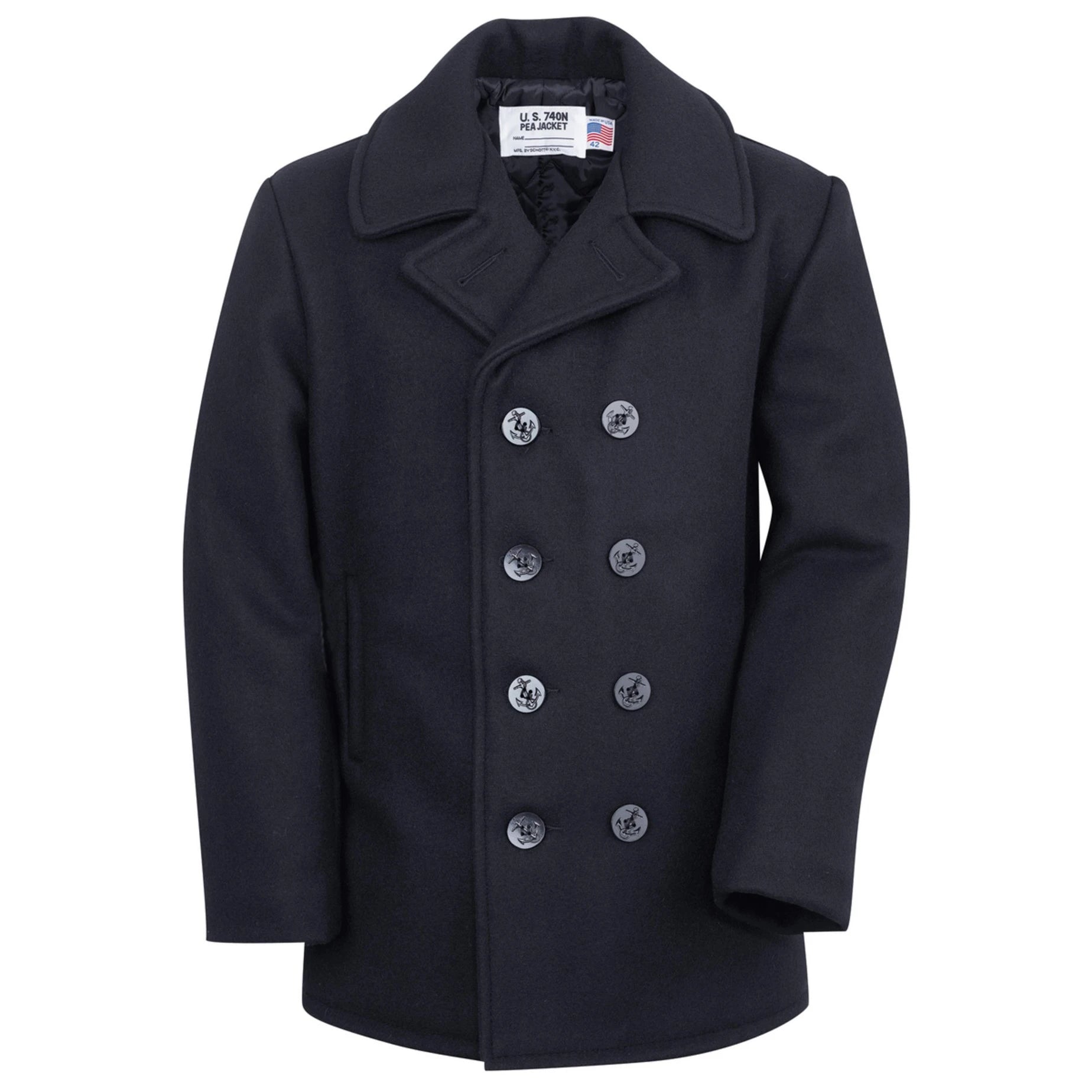 Authentic Pea Coat - Navy - Classic 32 Oz. Melton Wool