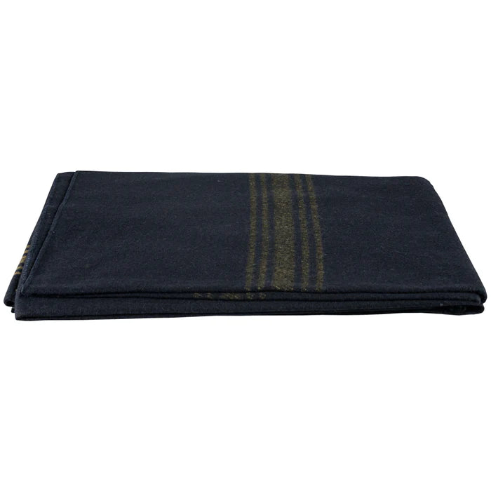 Mustard-Striped Navy Wool Blanket 55%