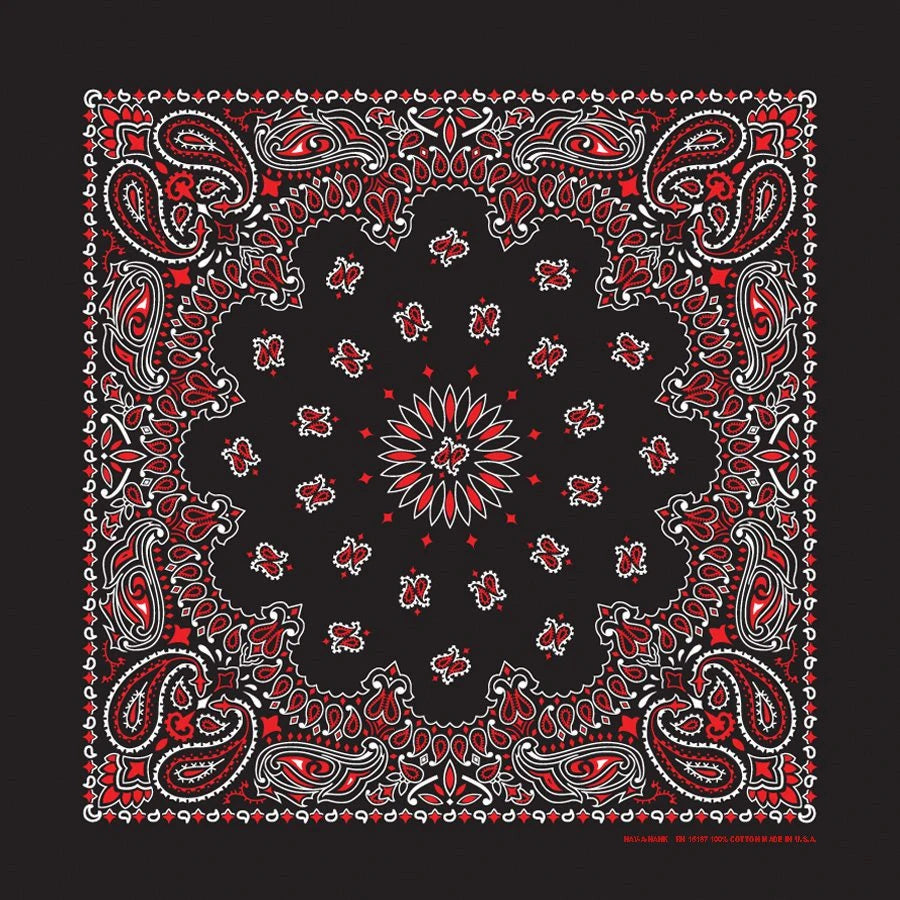 Black / Red Paisley Print Bandana