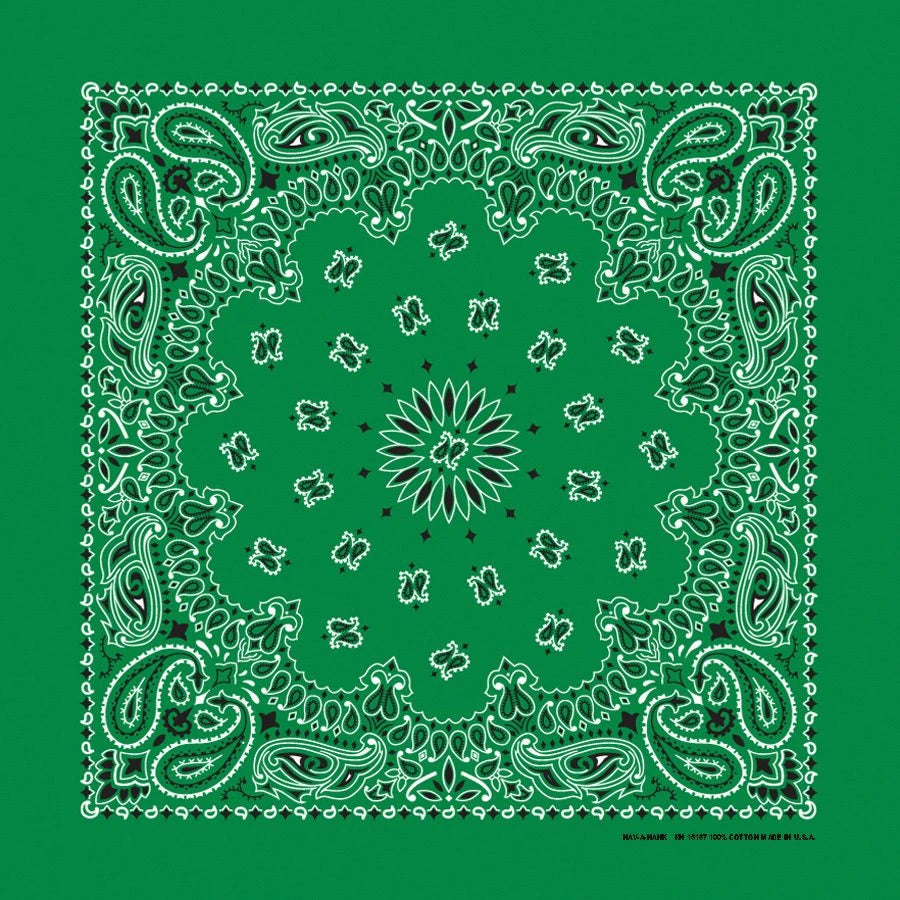 Kelly Green Paisley Print Bandana