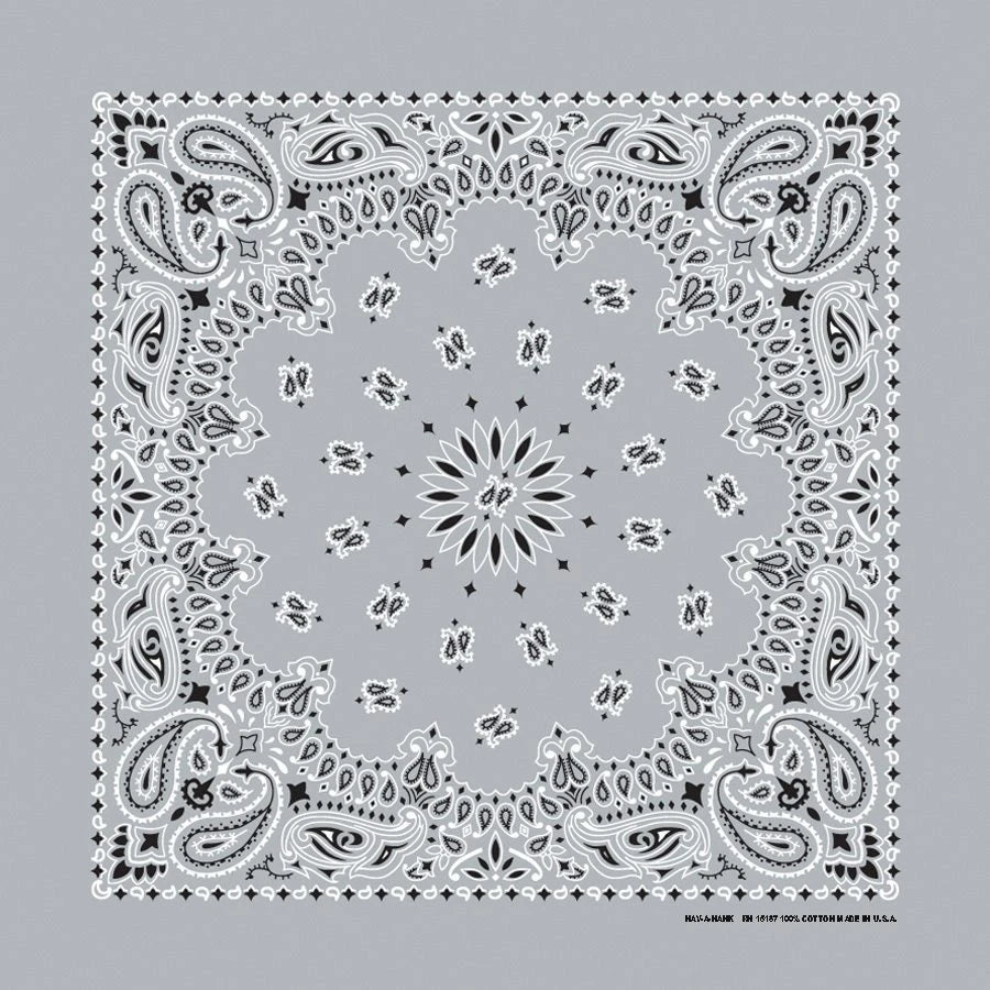 Silver Paisley Print Bandana