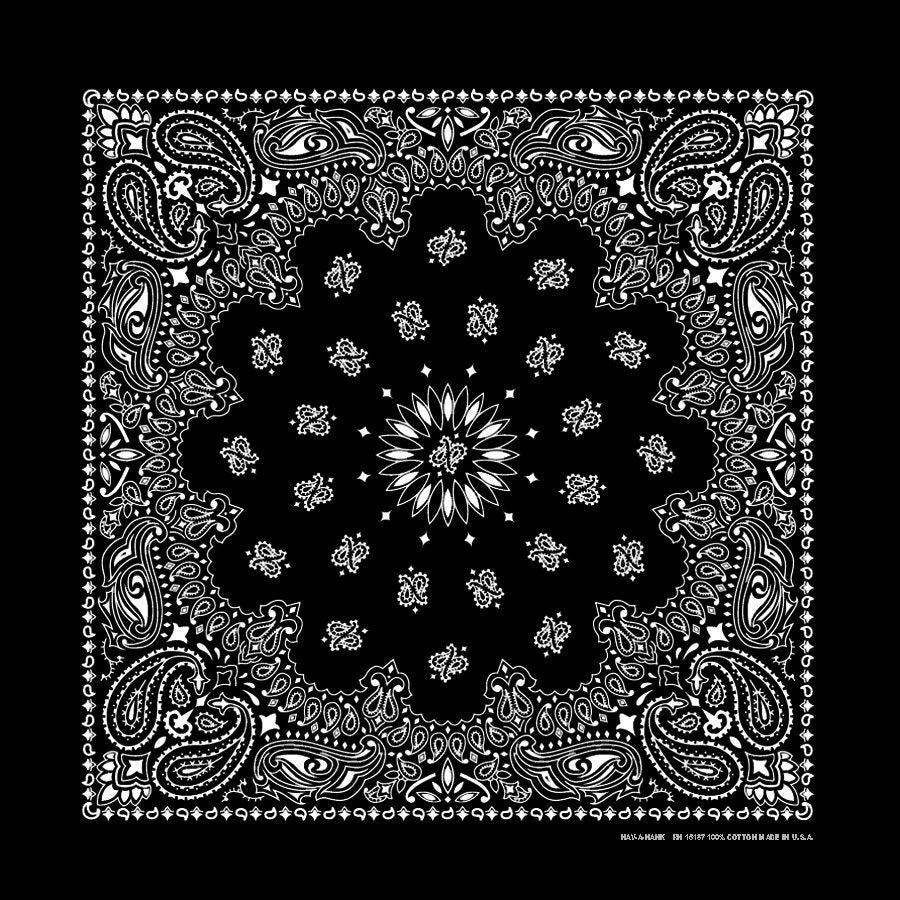 Black Paisley Print Bandana