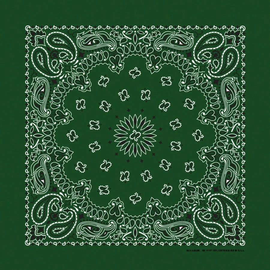 Hunter Green Paisley Print Bandana