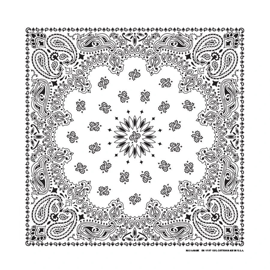 White Paisley Print Bandana