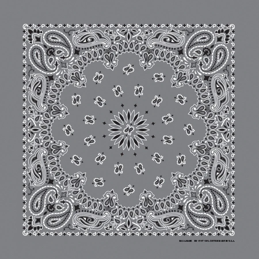 Charcoal Paisley Print Bandana