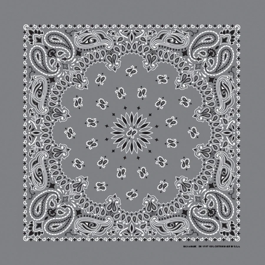 Charcoal Paisley Print Bandana