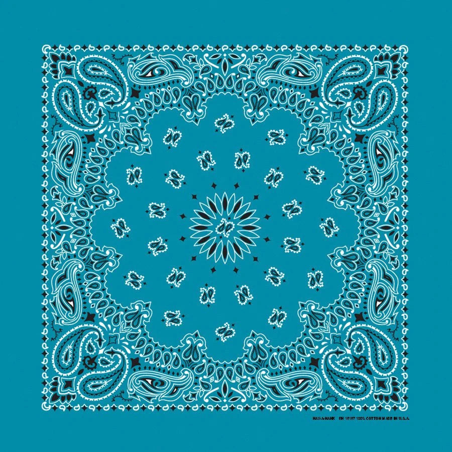 Turquoise Paisley Print Bandana