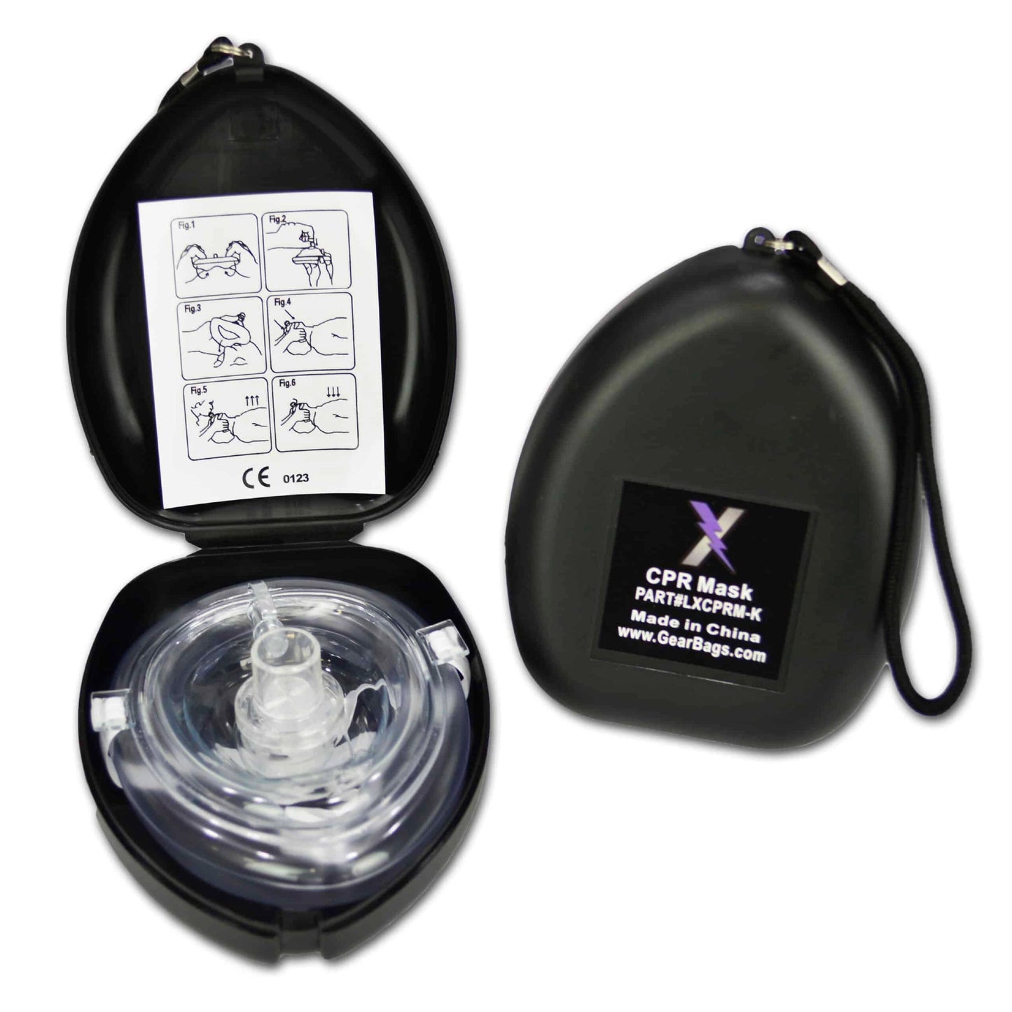 Lightning X Pocket CPR Mask Kit with Hard Shell Case – One-Way Valve + O2 Port for Emergency Resuscitation