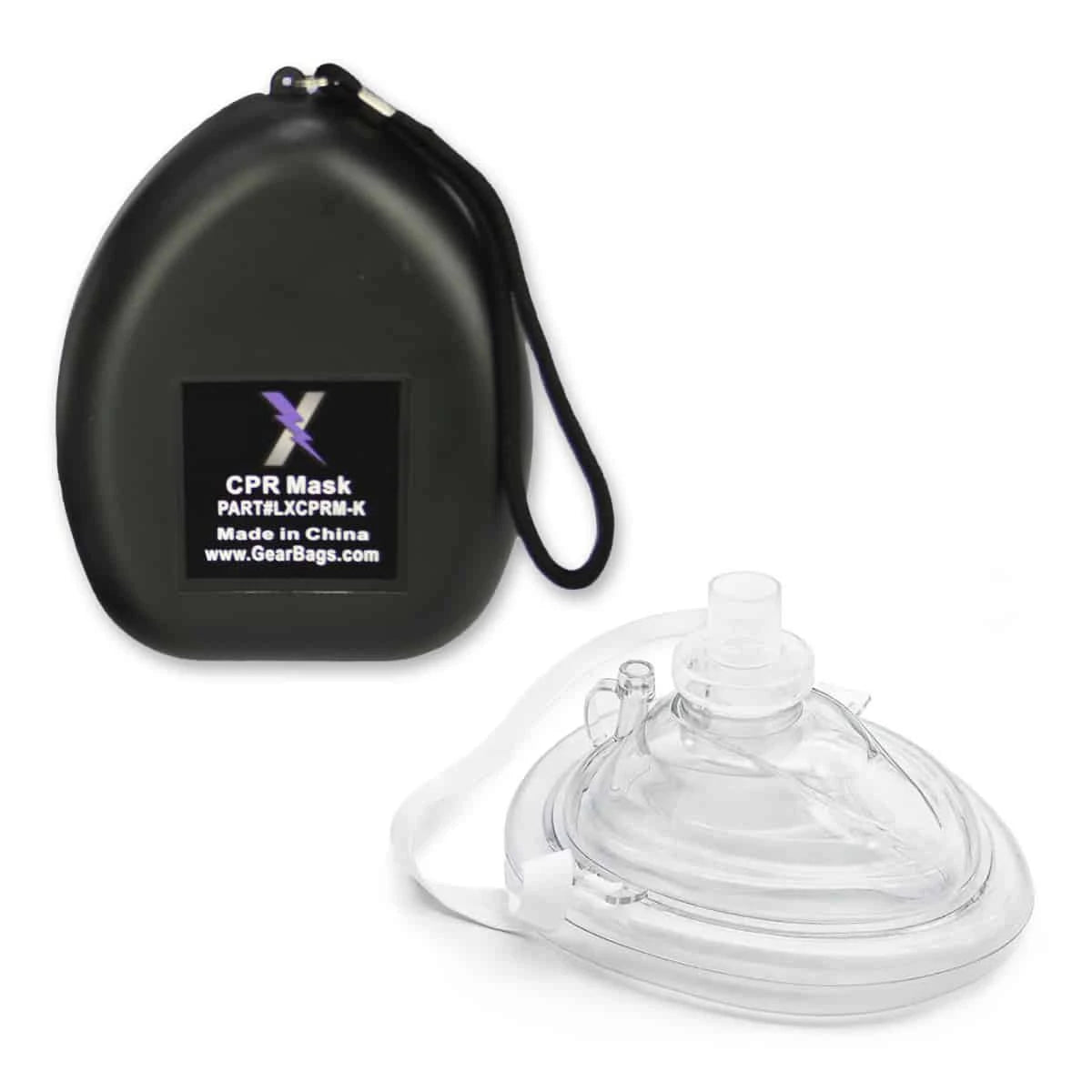 Lightning X Pocket CPR Mask Kit with Hard Shell Case – One-Way Valve + O2 Port for Emergency Resuscitation