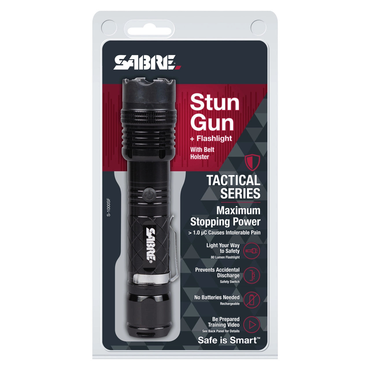 Sabre | 2-in-1 Tactical Series Stun Gun with Flashlight - 1.139 Microcoulombs (MC) Charge