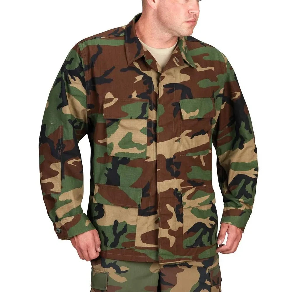 Woodland Camo BDU Coat - 100% Cotton Ripstop