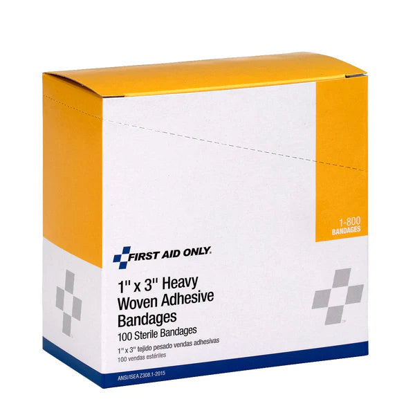1" x 3" Heavy Woven Fabric Bandages – 100 Count