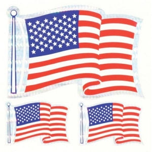 U.S.A. Flag - 3 Prism Stickers - Wavy Flag