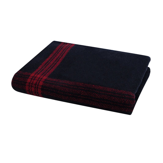 Rothco | Navy with Red Striped Wool Blanket - 55% Wool