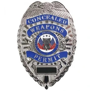 Deluxe "Concealed Weapons Permit" Badge - Silver and Gold