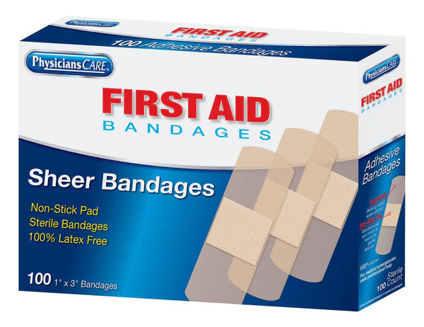 1" x 3" Sheer Adhesive Bandages – 100 Count