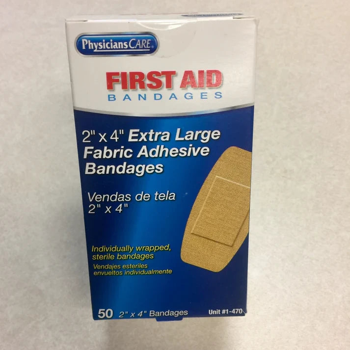 2" x 4" X-Large Fabric Adhesive Bandages – 50 Count
