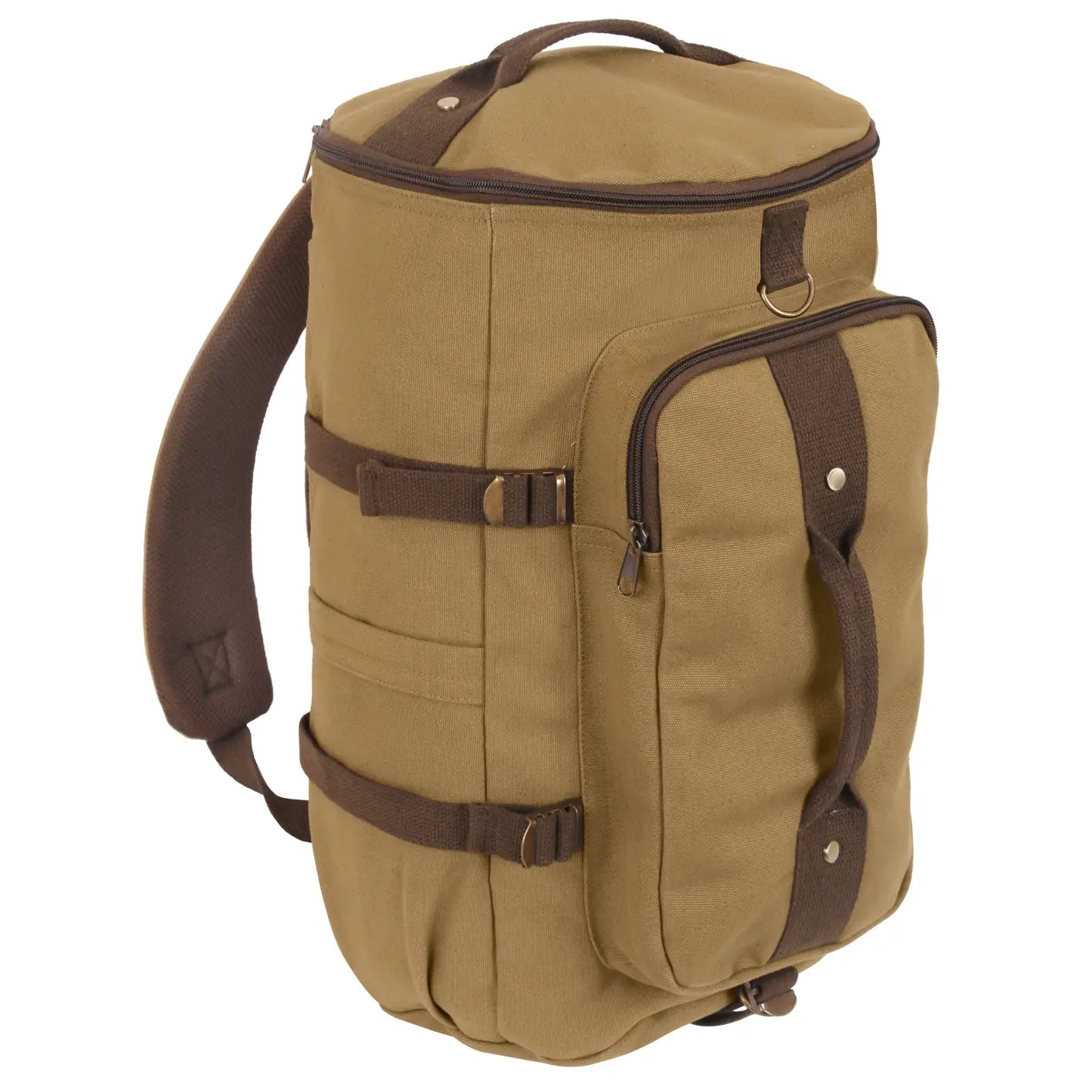 army backpack and travel bag Rothco Two-Tone Canvas Duffle Bag With Brown Bottom