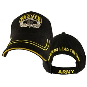 US Army Ballcap - Ranger with Wings - Black with Gold