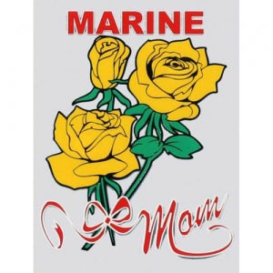U.S. Marines Decal - 3" x 4" "USMC Mom w/ Roses"