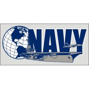 U.S. Navy Decal - 6" x 2.6" - USN Ship and Globe