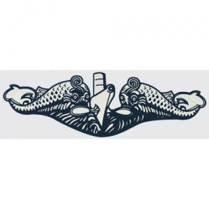 U.S. Navy Decal - 10.25" - U.S.N. Sub Dolphin Silver