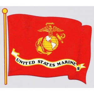 U.S. Marines Decal - 4.5" x 4" - USMC Flag Wavy