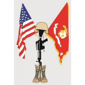 U.S. Marines Decal - 5.2" - USMC/US Flag Fallen