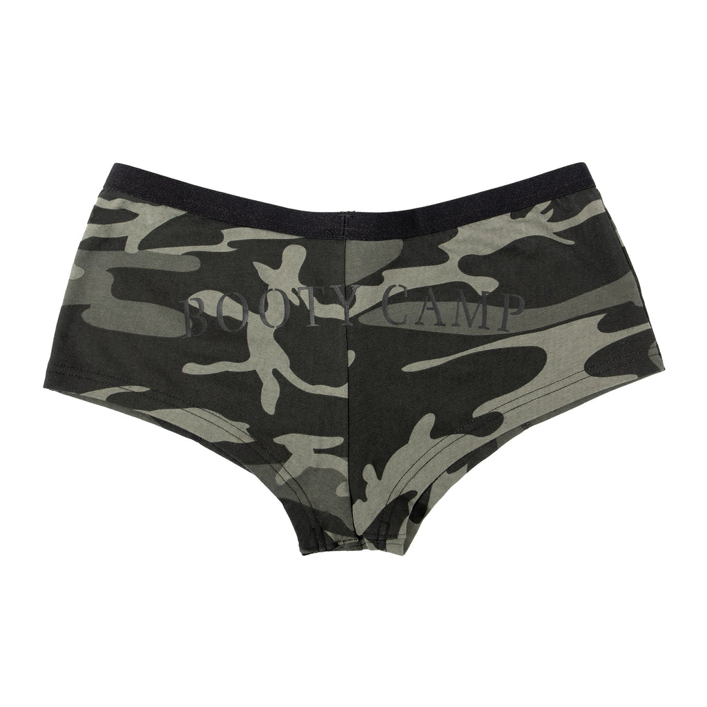 Black Camo "Booty Camp" Booty Shorts – Women's Camouflage Lounge Shorts