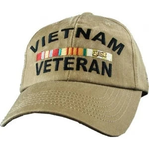 Veteran Ballcap - Vietnam with 3 Ribbons - Khaki