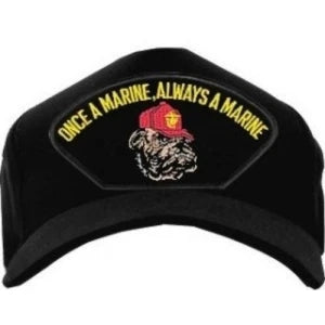 USMC ID Ballcap - Bulldog - Once a Marine.. Always a Marine - Black