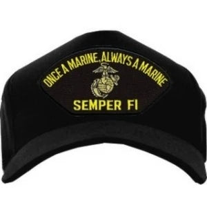 USMC ID Ballcap - Once a Marine.. Always a Marine - Semper Fi - Black