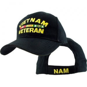 Veteran Ballcap - Vietnam with 3 Ribbons - Black