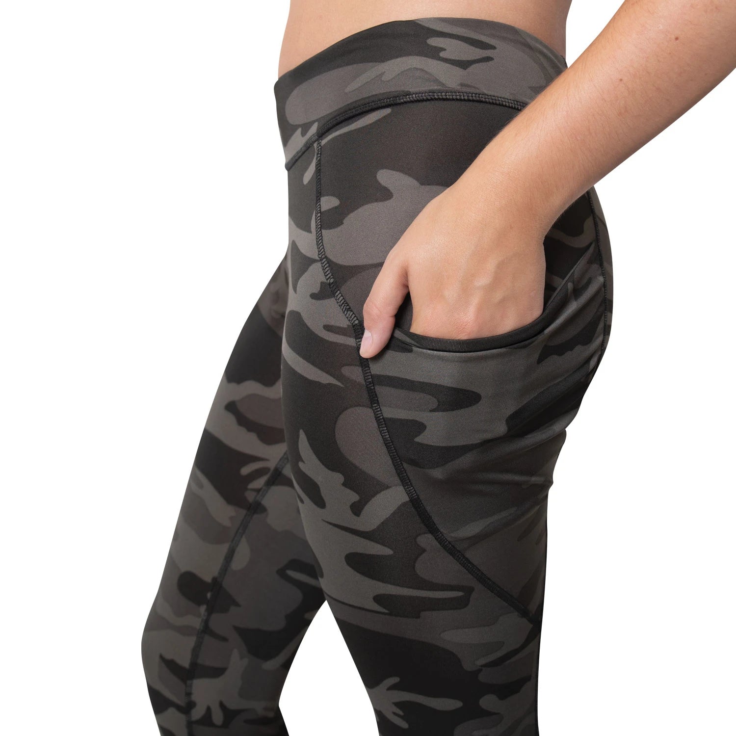 Rothco | Women's Workout Performance Black Camo Leggings with Pockets