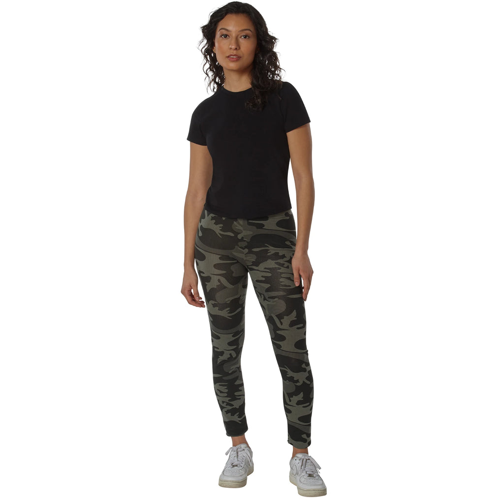 Rothco | Women's Workout Performance Black Camo Leggings with Pockets