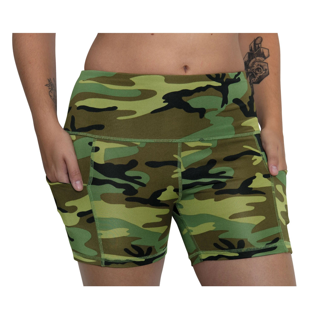 Rothco | Women's Woodland Camo Workout Performance Legging Shorts