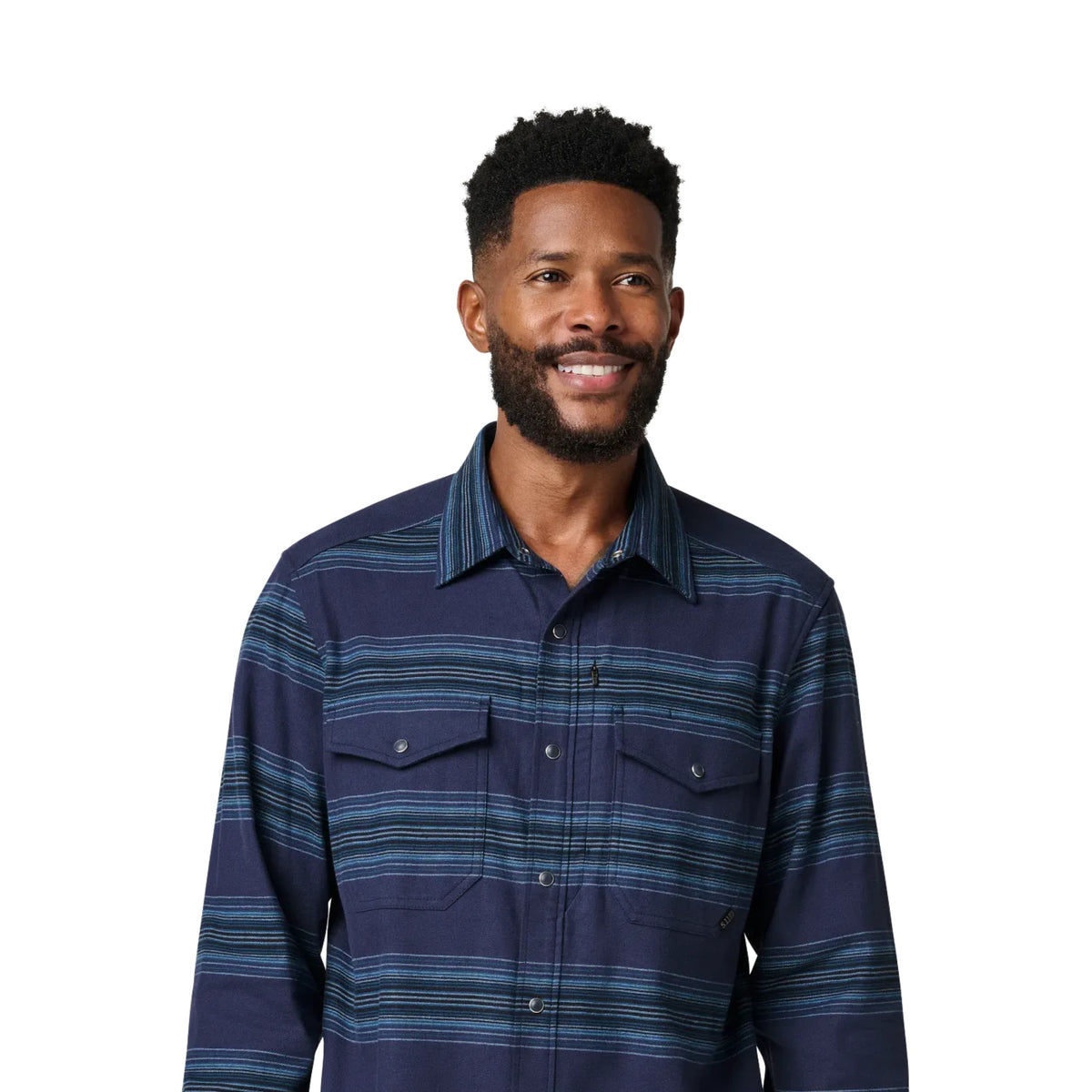 5.11 Tactical Austin Stripe Flannel - Pacific Navy