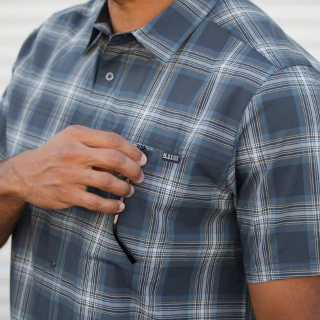 5.11 Tactical Wyatt Short Sleeve Plaid Shirt - Black Plaid 3 — Image 6