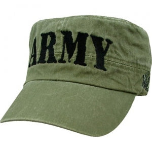 US Army Flattop Cap - Black ARMY Letters on Olive Drab Cap