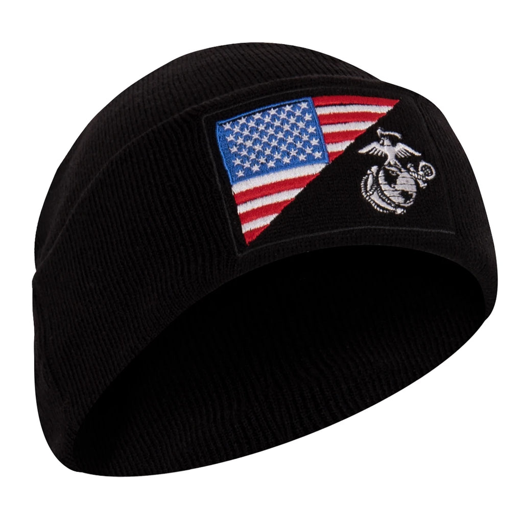Rothco | USMC Eagle, Globe and Anchor / US Flag Deluxe Fine Knit Watch Cap