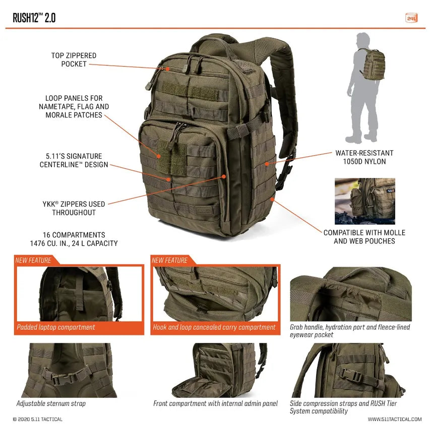 5.11 Tactical | Rush 12 2.0 Backpack 24L