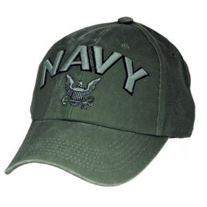 US Navy Ballcap - 3d Text with Logo - Olive Drab